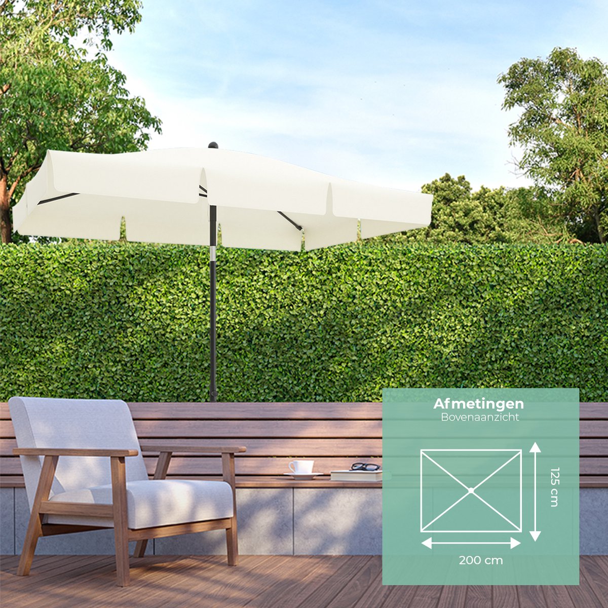 Parasol Rectangulaire Inclinable à 30 °