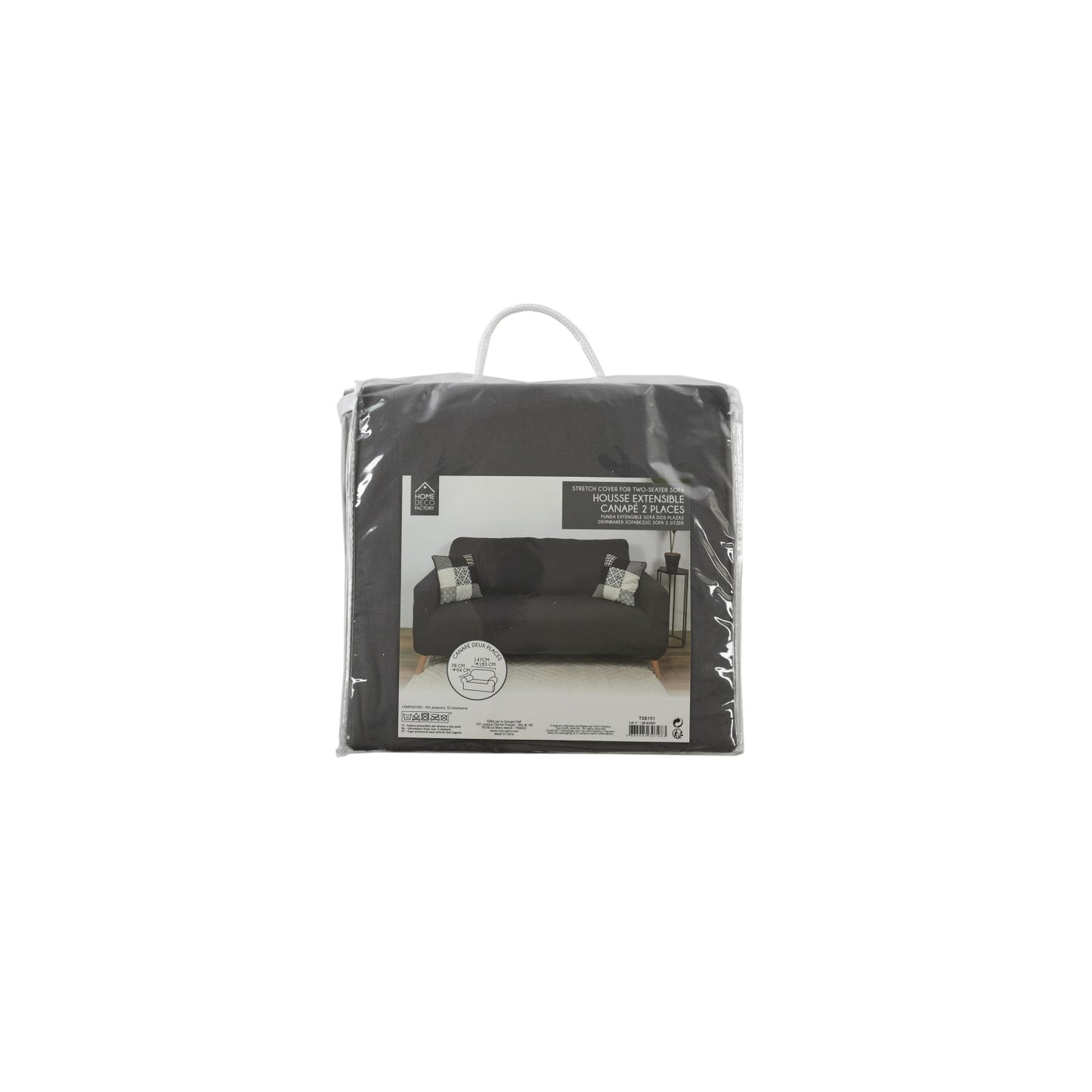 Housse de Canapé 2 Places "Extensible" 80x170cm Gris