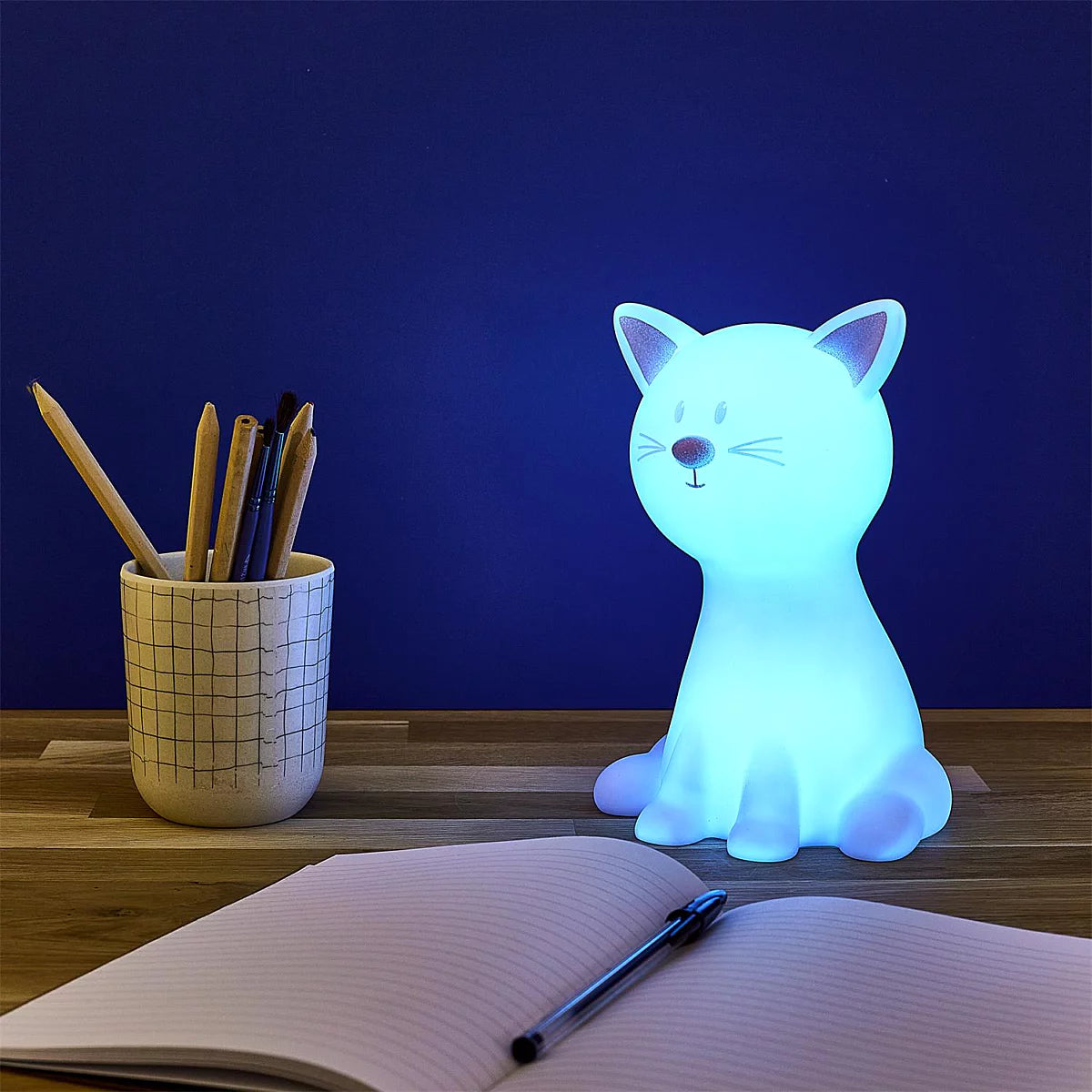 Lampe Veilleuse Enfant Led "chat" 19cm Blanc