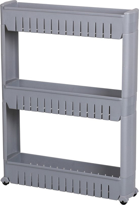 DESSERTE 3 ETAGERES GRIS AVEC ROULETTES 54X72X12CM