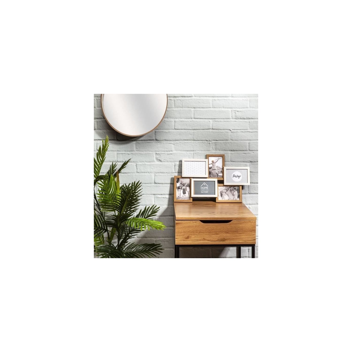 Cadres Bois Et Blanc 6 Photos 10 X 15 Cm Partage 49 X 3,4 X 31,5 Cm