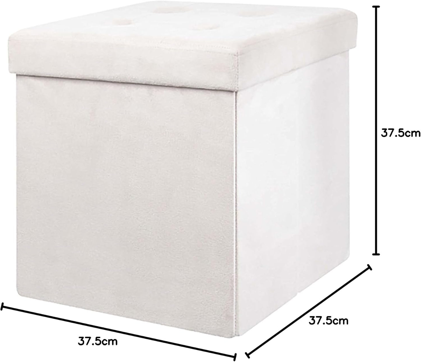 Pouf Coffre de Rangement Pliable Carré Beige H38 x 38 x 38 cm
