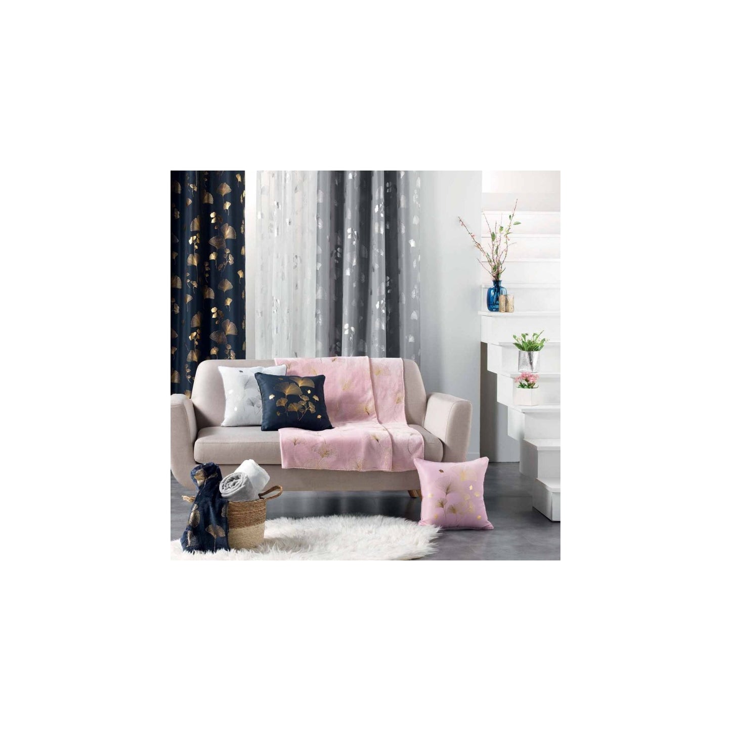 Coussin Déco Imprimé "bloomy" 40x40cm Blanc