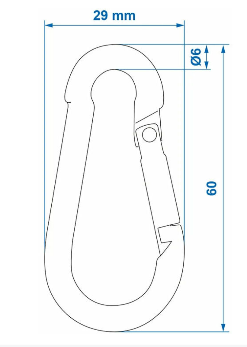 Mousqueton Inox 6x60mm