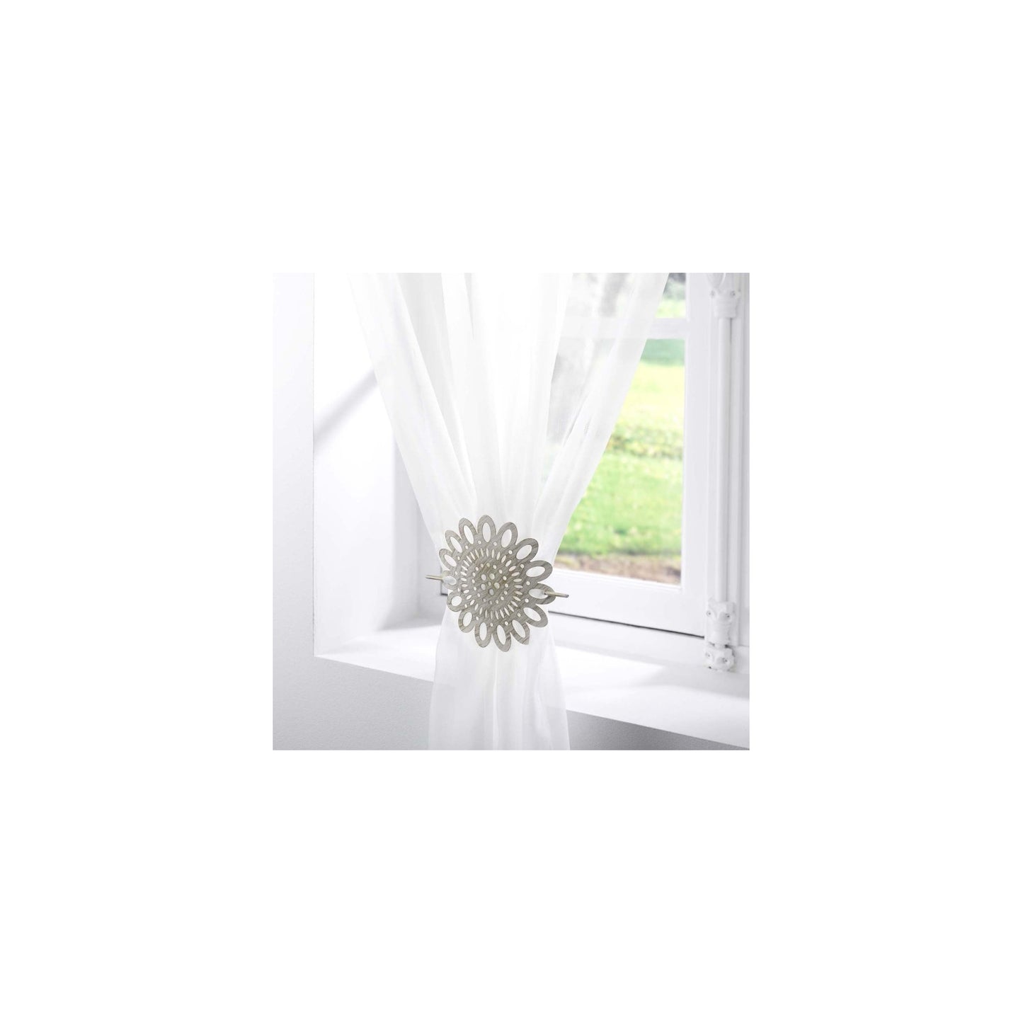 Embrasse De Rideau Broche "mandy" 17cm Blanc
