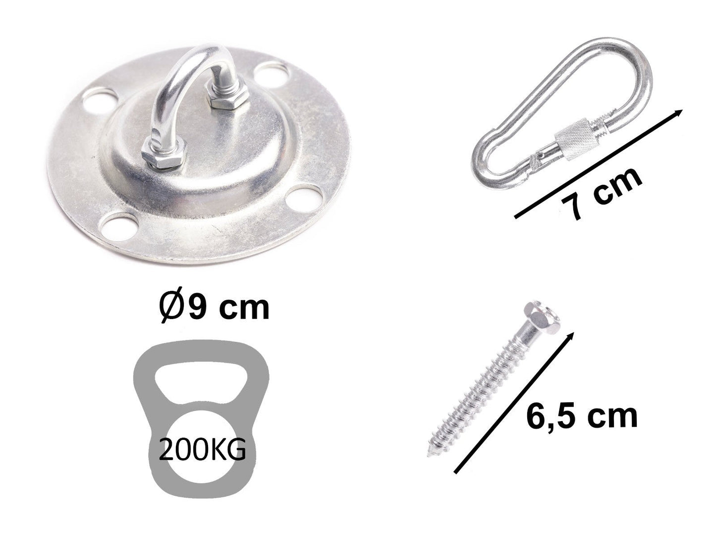 Chaîne de crochet pivotant pour hamac à montage au plafond 200 kg