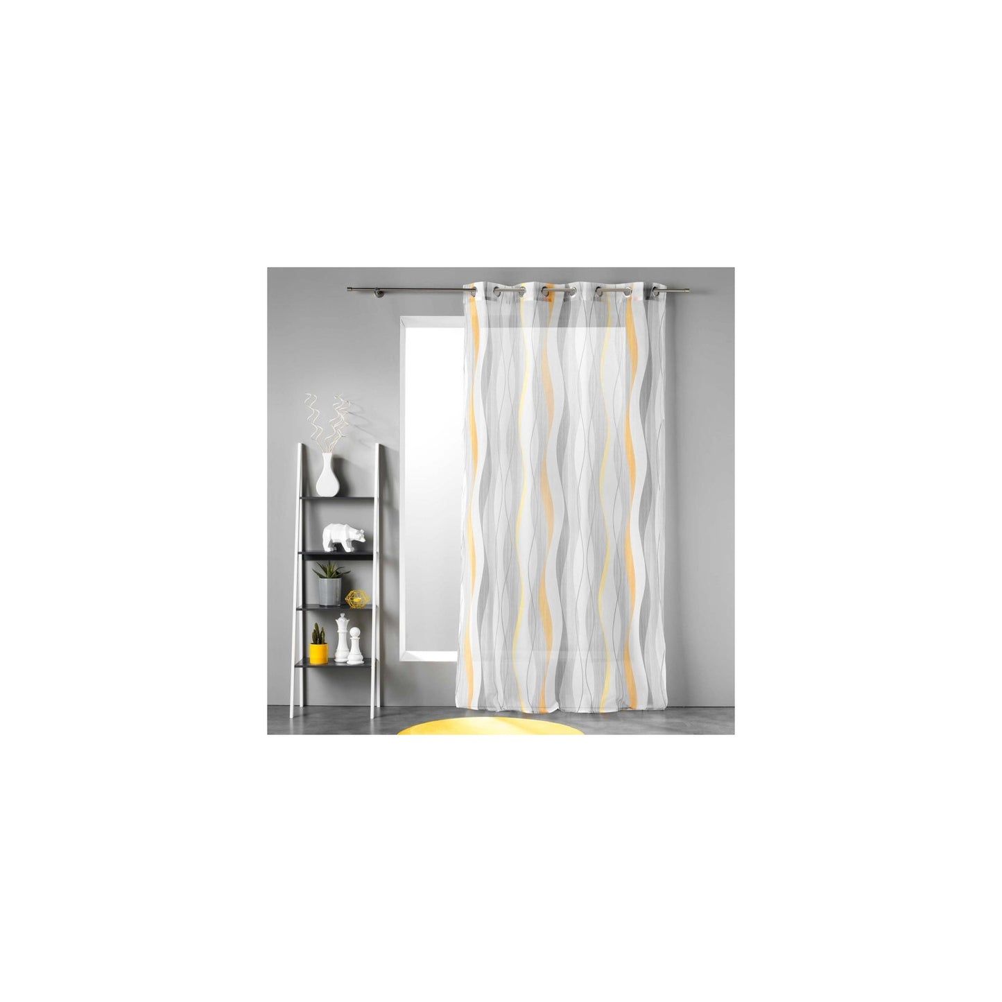 Rideau Voilage À Œillets "ondulys" 140x240cm Jaune & Blanc