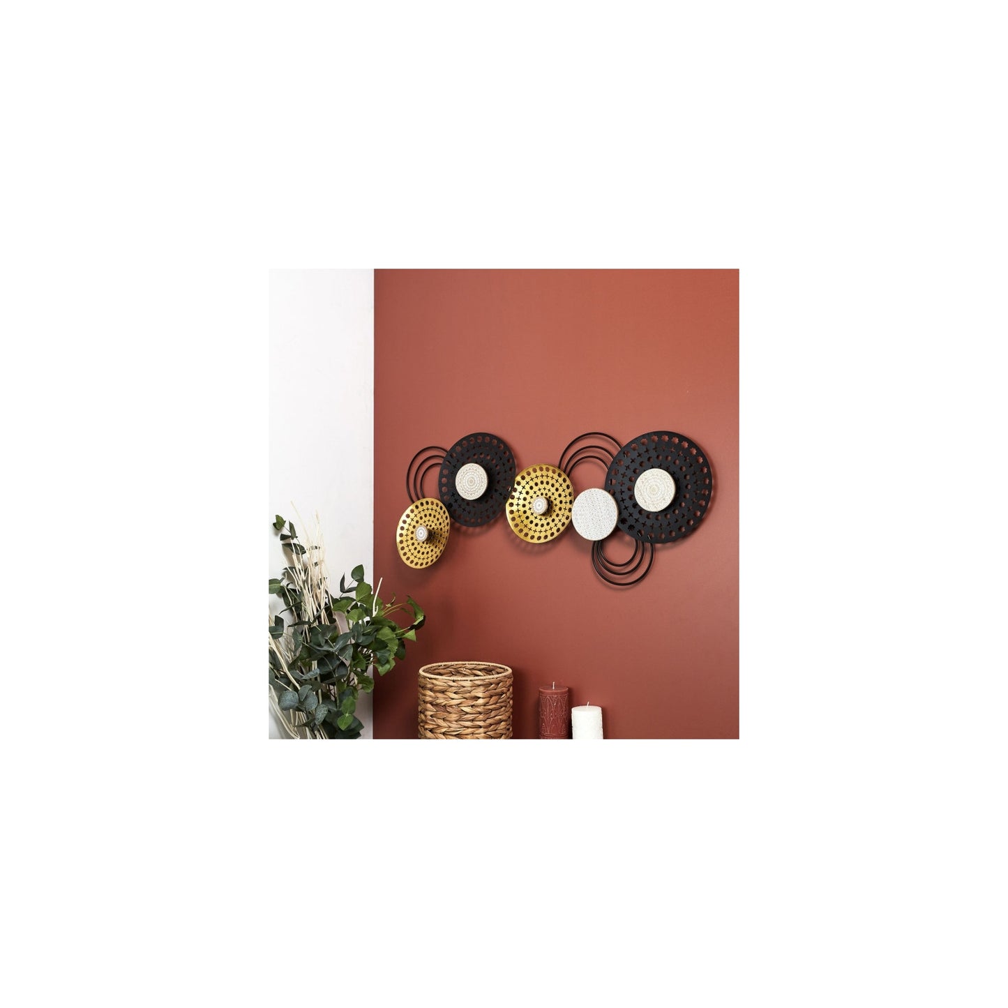 Décoration Murale En Métal "mirage" 63cm Noir & Doré