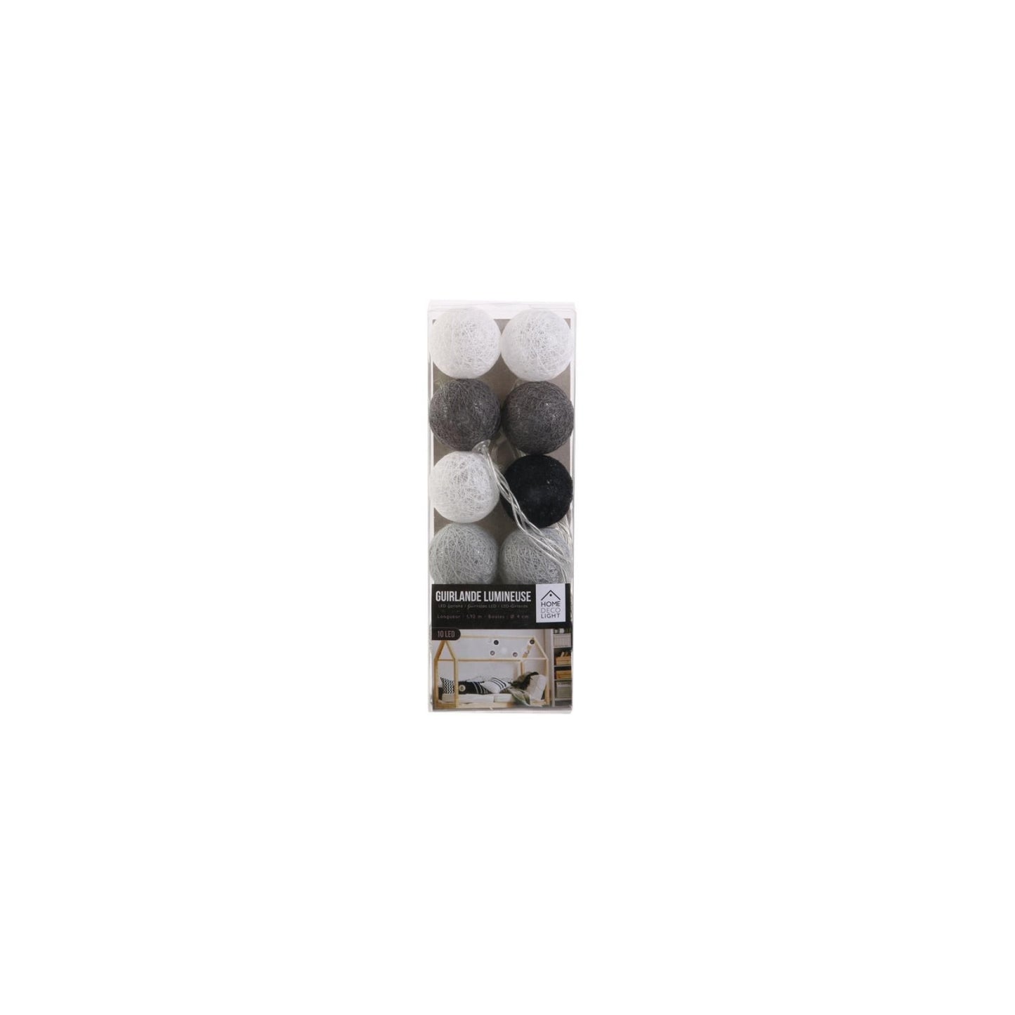 Guirlande Lumineuse À Led "10 Boules" 192cm Gris