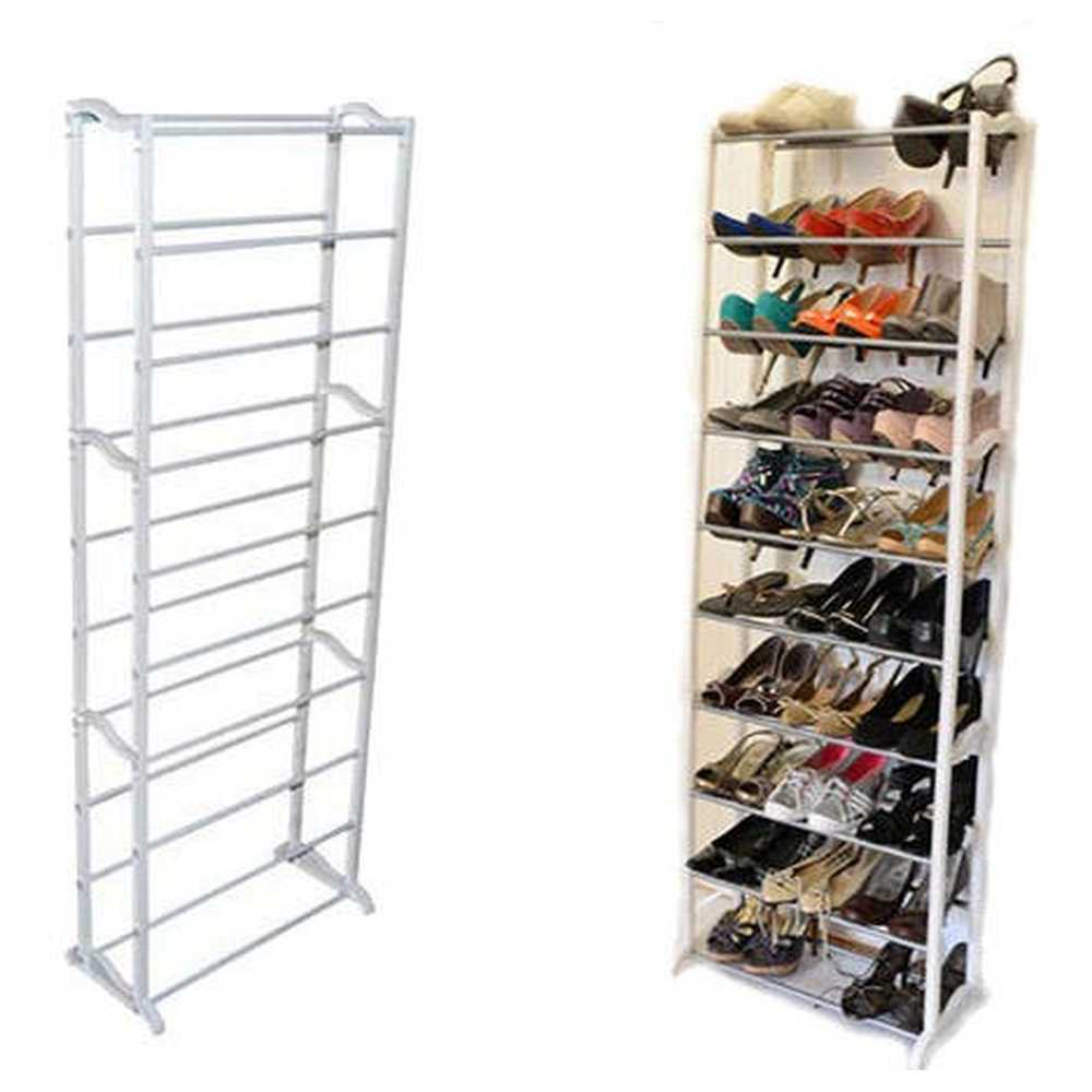 Meuble à chaussures en métal blanc pour 30 paires