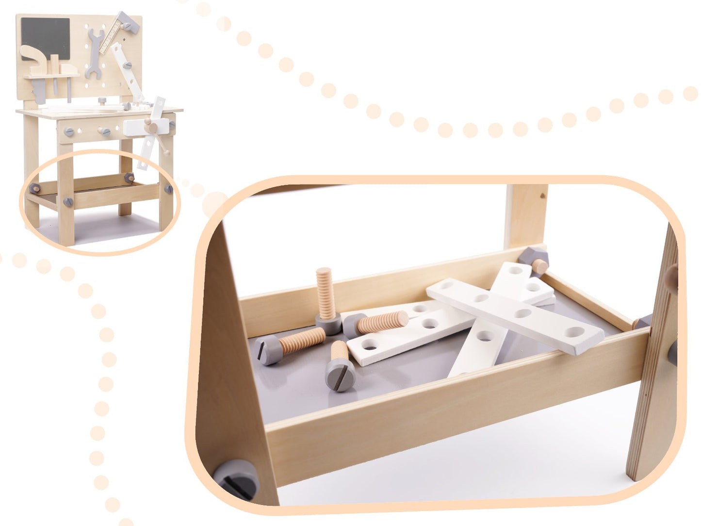 TABLE EN BOIS OUTIL BANC DE TRAVAIL POUR ENFANTS AVEC OUTILS ENSEMBLE DE BRICOLAGE BRICOLEUR