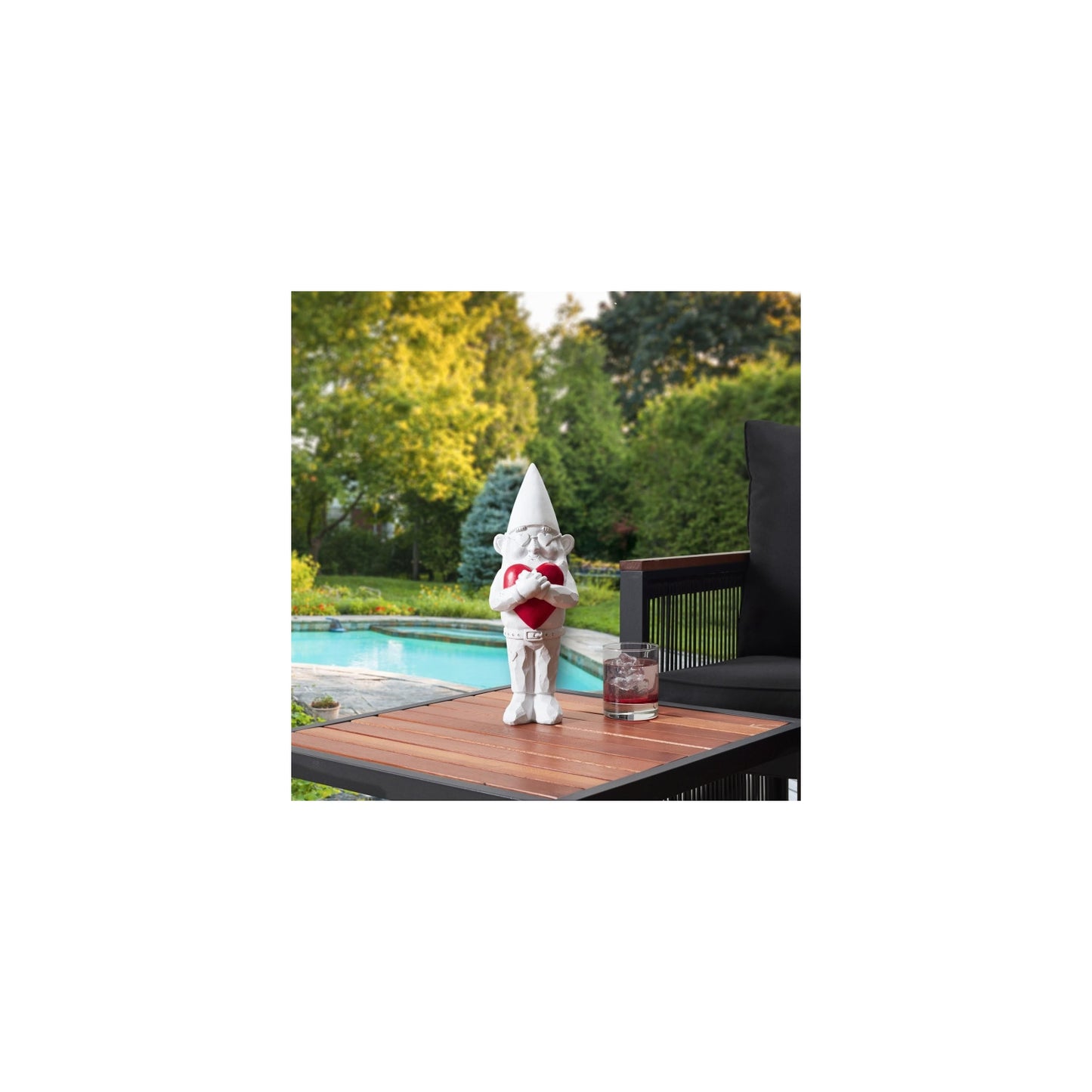 Statuette Design "Nain de Jardin Love" 33cm Blanc