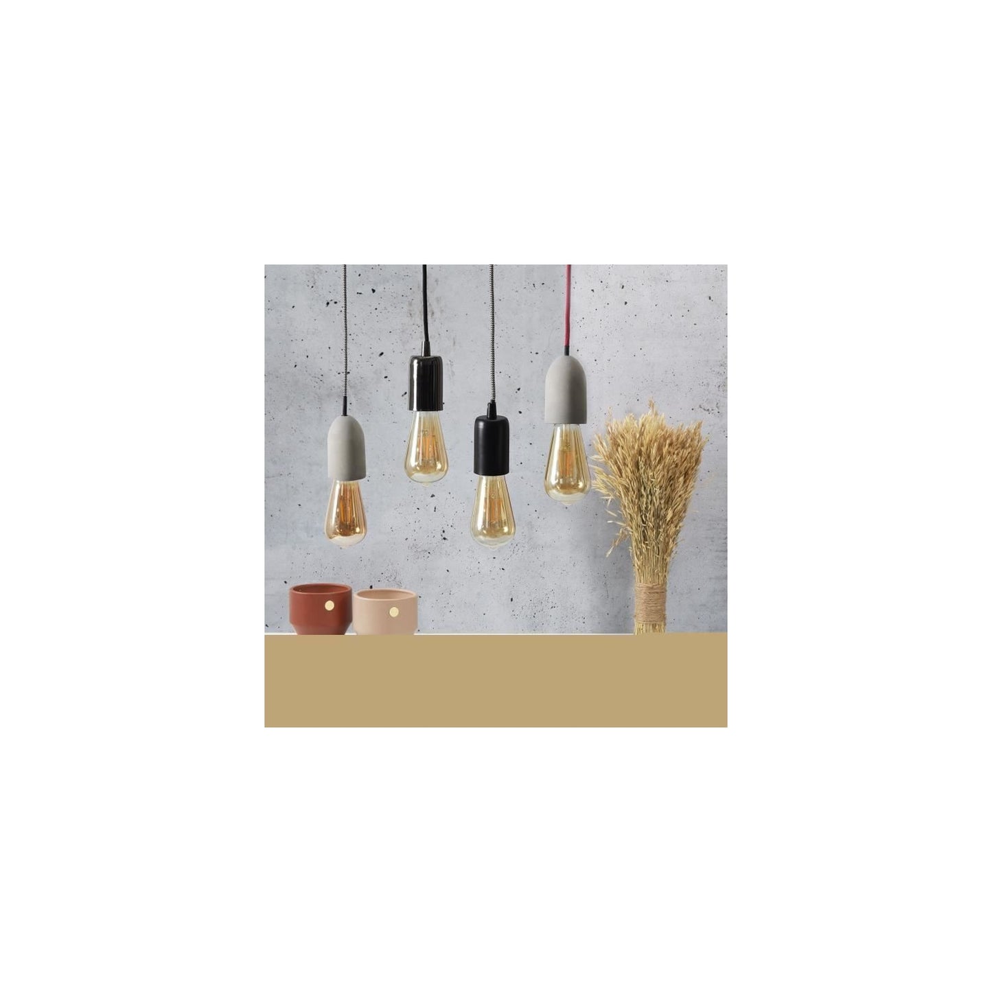 Suspension Vintage - Noir Aluminium - Câble Noir