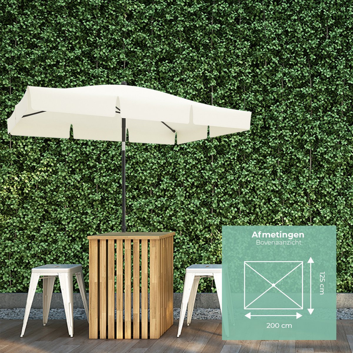 Parasol Rectangulaire Inclinable à 30 °
