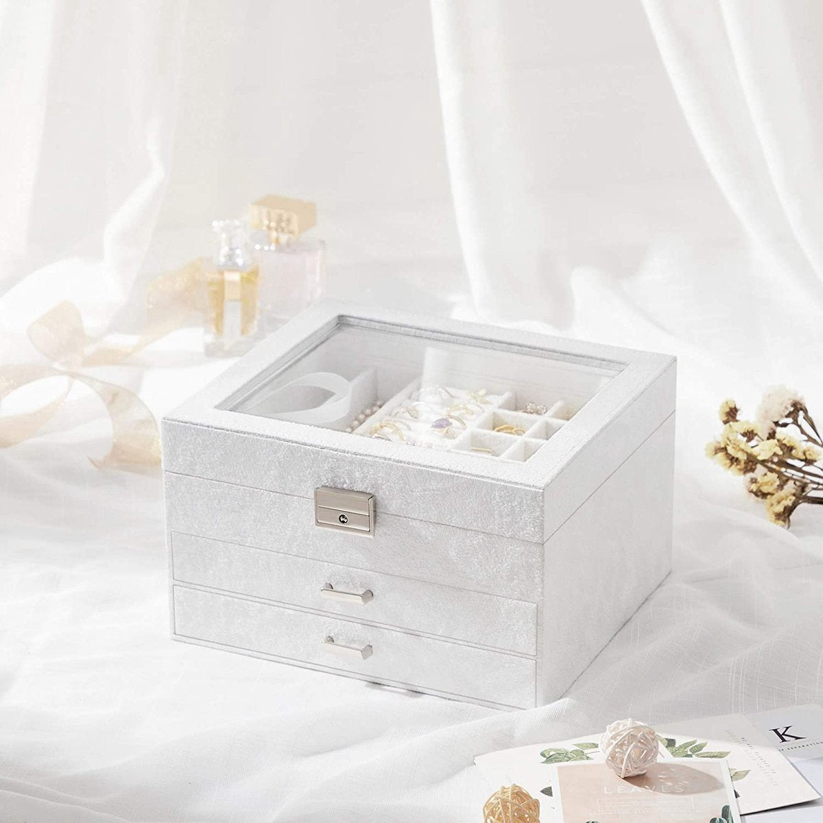 Boîte à bijoux à 3 niveaux velours