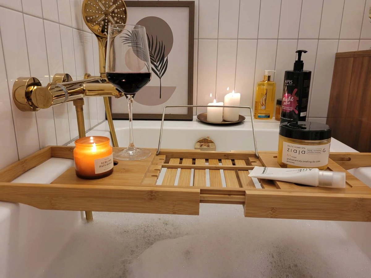 Étagère de bain en Bambou - Hauteur réglable