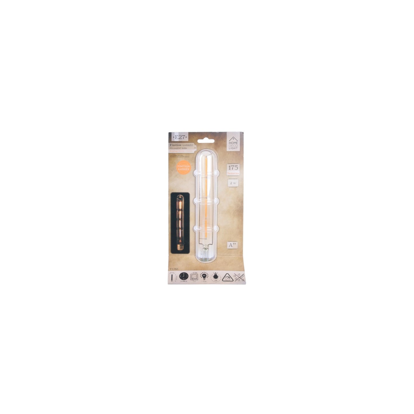 Ampoule Filaments Led "tube" 2w Ambre