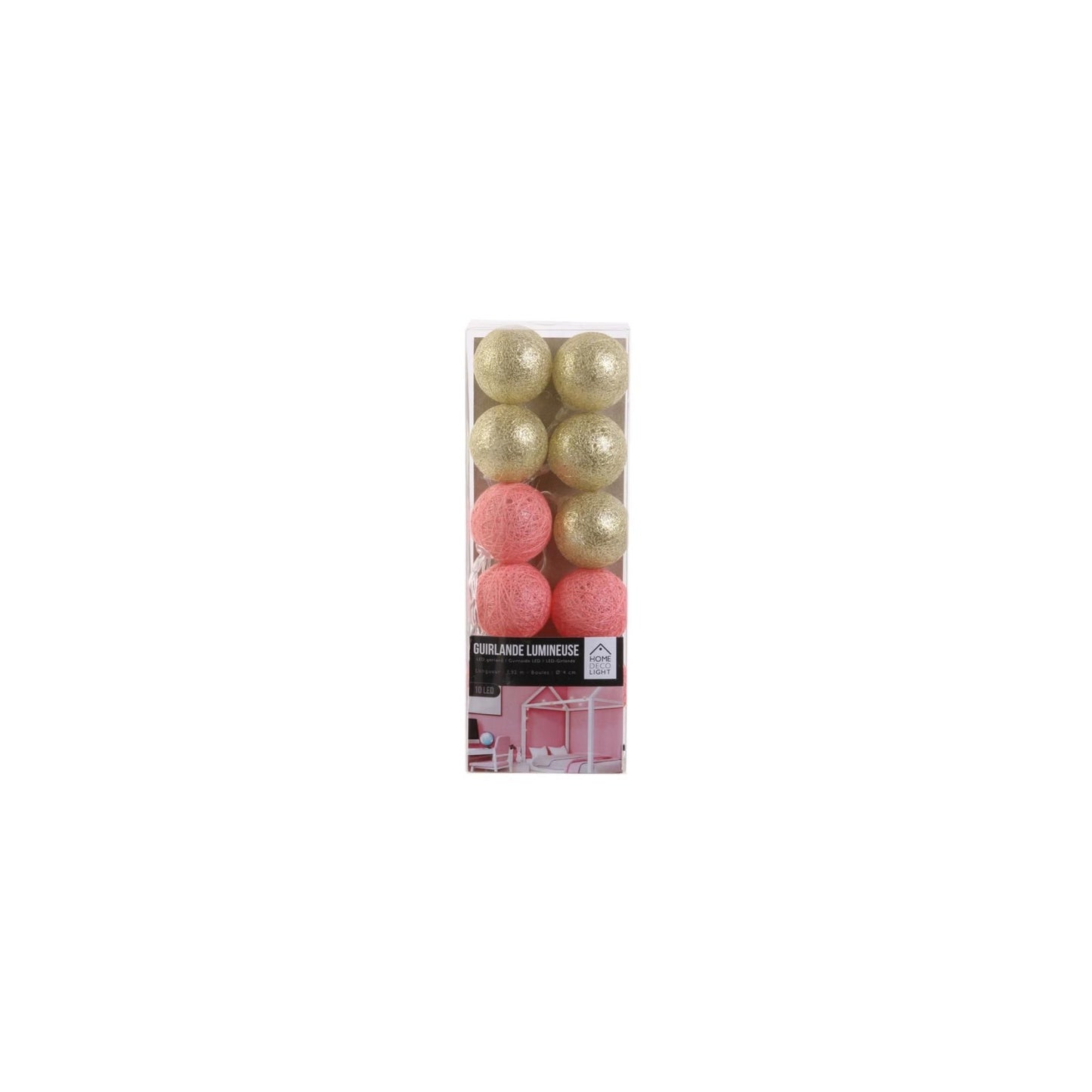 Guirlande Lumineuse À Led "10 Boules" 192cm Rose