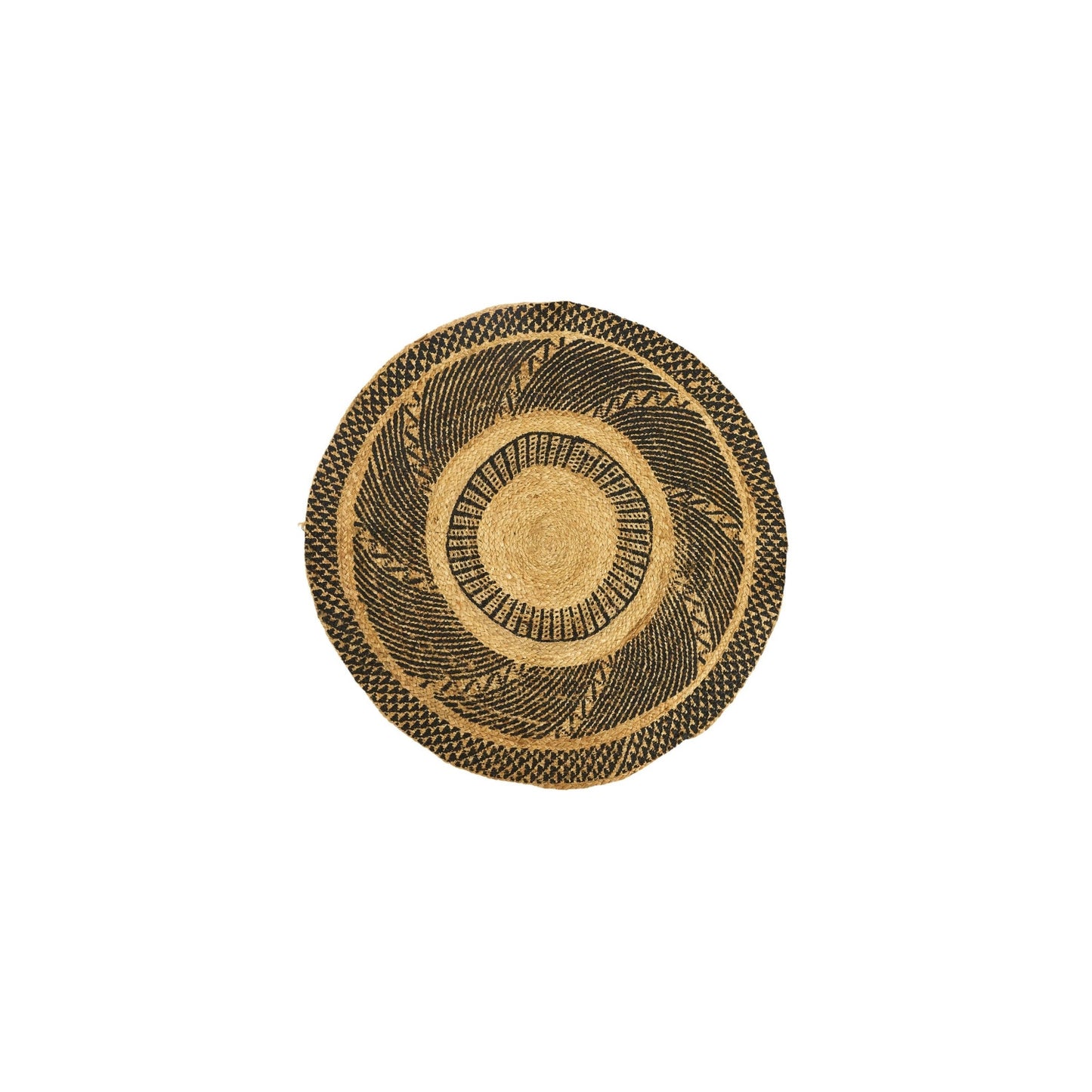 Tapis Rond Déco En Jute "imprimé" 90cm Noir