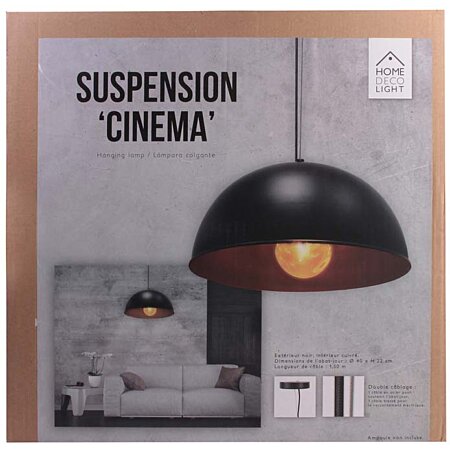 Lampe Suspension En Métal "cinéma" 40cm Noir & Cooper