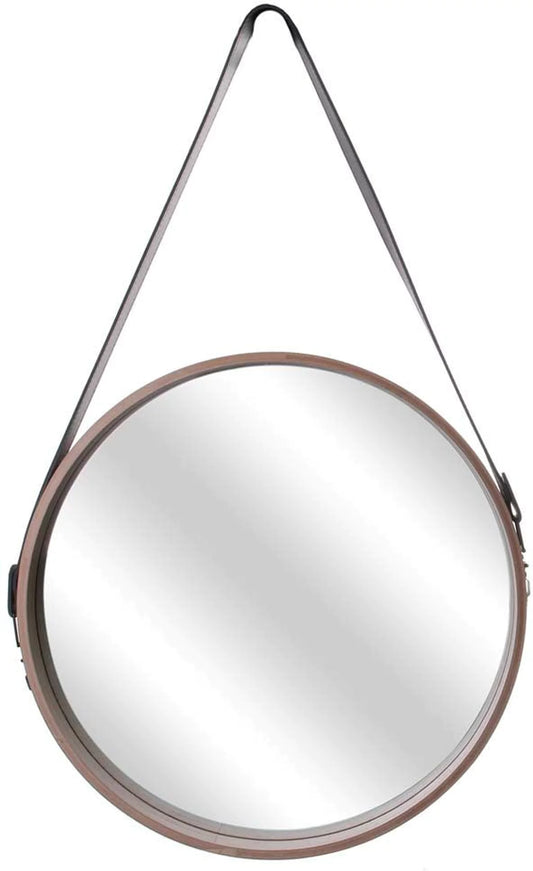 Miroir rond avec anse en PU Barber 40 cm