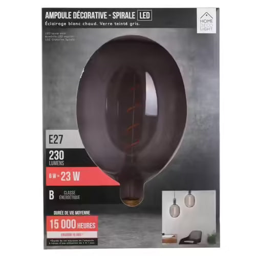 Ampoule Filaments LED "ovale" 6w Gris