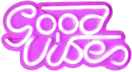 Lampe Led Effet Néon "good Vibes" 33cm Rose