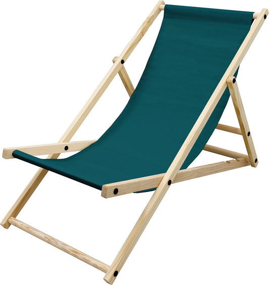 Chaise longue bois de pin bain de soleil pliante dossier réglable en vert foncé
