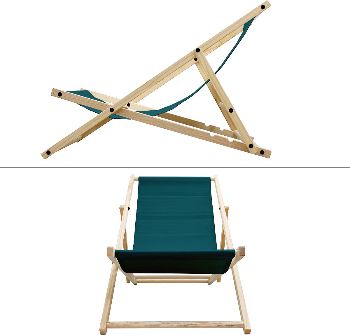 Chaise longue bois de pin bain de soleil pliante dossier réglable en vert foncé