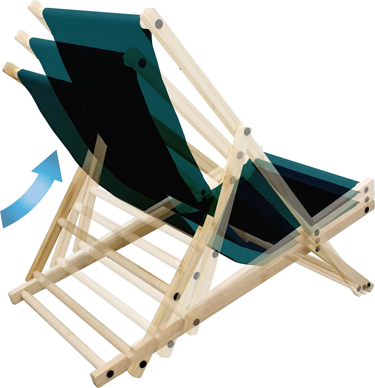 Chaise longue bois de pin bain de soleil pliante dossier réglable en vert foncé