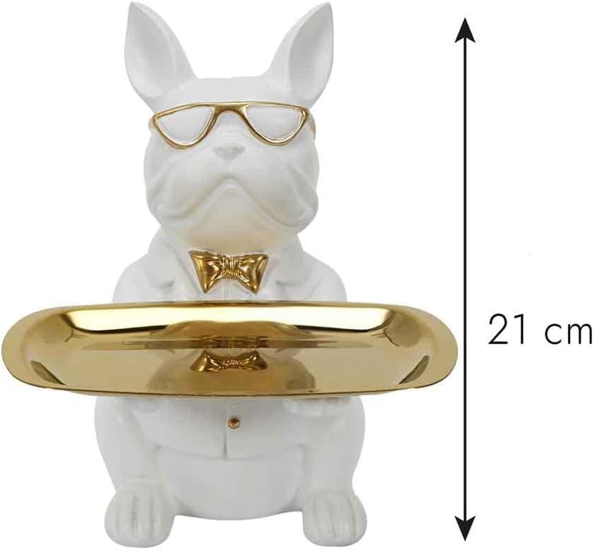 Statuette & Vide-poche "bulldog" 21cm Blanc