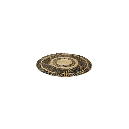 Tapis Rond Déco En Jute "imprimé" 90cm Noir