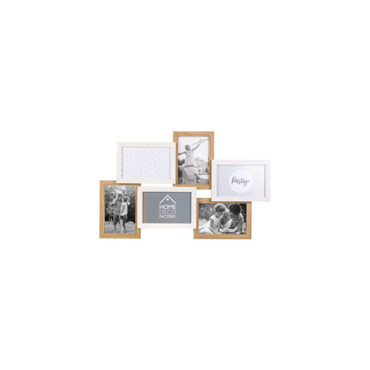 Cadres Bois Et Blanc 6 Photos 10 X 15 Cm Partage 49 X 3,4 X 31,5 Cm