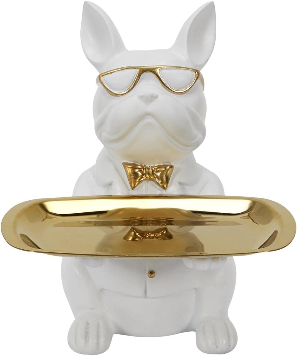 Statuette & Vide-poche "bulldog" 21cm Blanc
