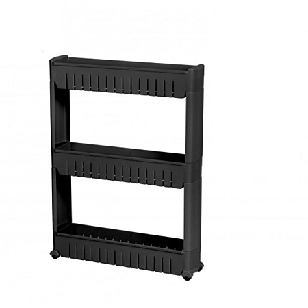 DESSERTE 3 ETAGERES NOIR AVEC ROULETTES 54X72X12CM