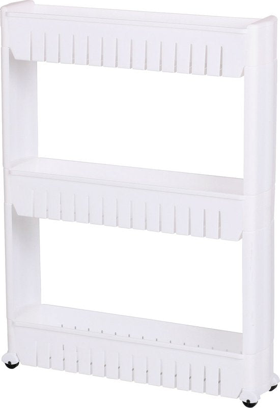 DESSERTE 3 ETAGERES BLANC AVEC ROULETTES 54X72X12CM