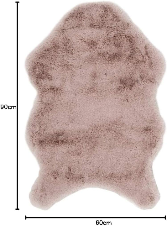 Tapis Forme Peau Fausse Fourrure Poil Fin Rose Poudre Polyester H2 x 60 x 90 cm