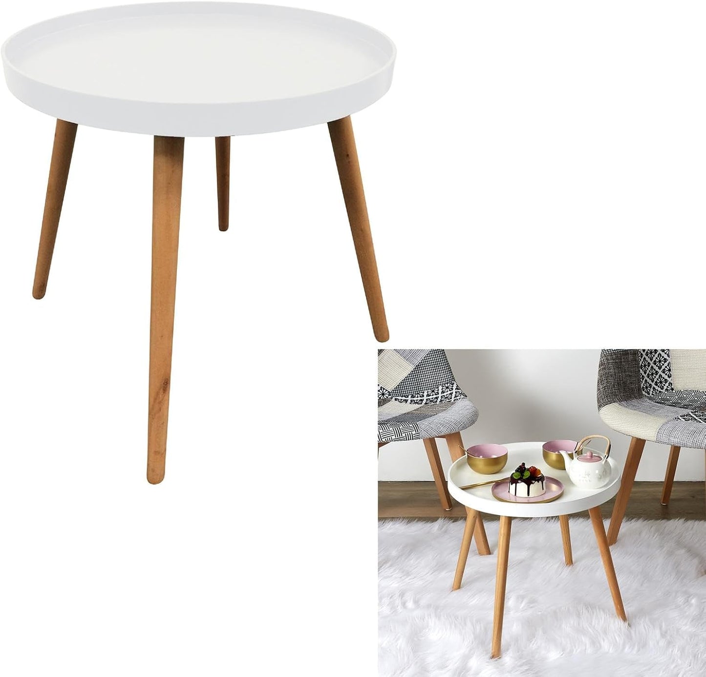 Table Plateau Ronde MDF Blanc