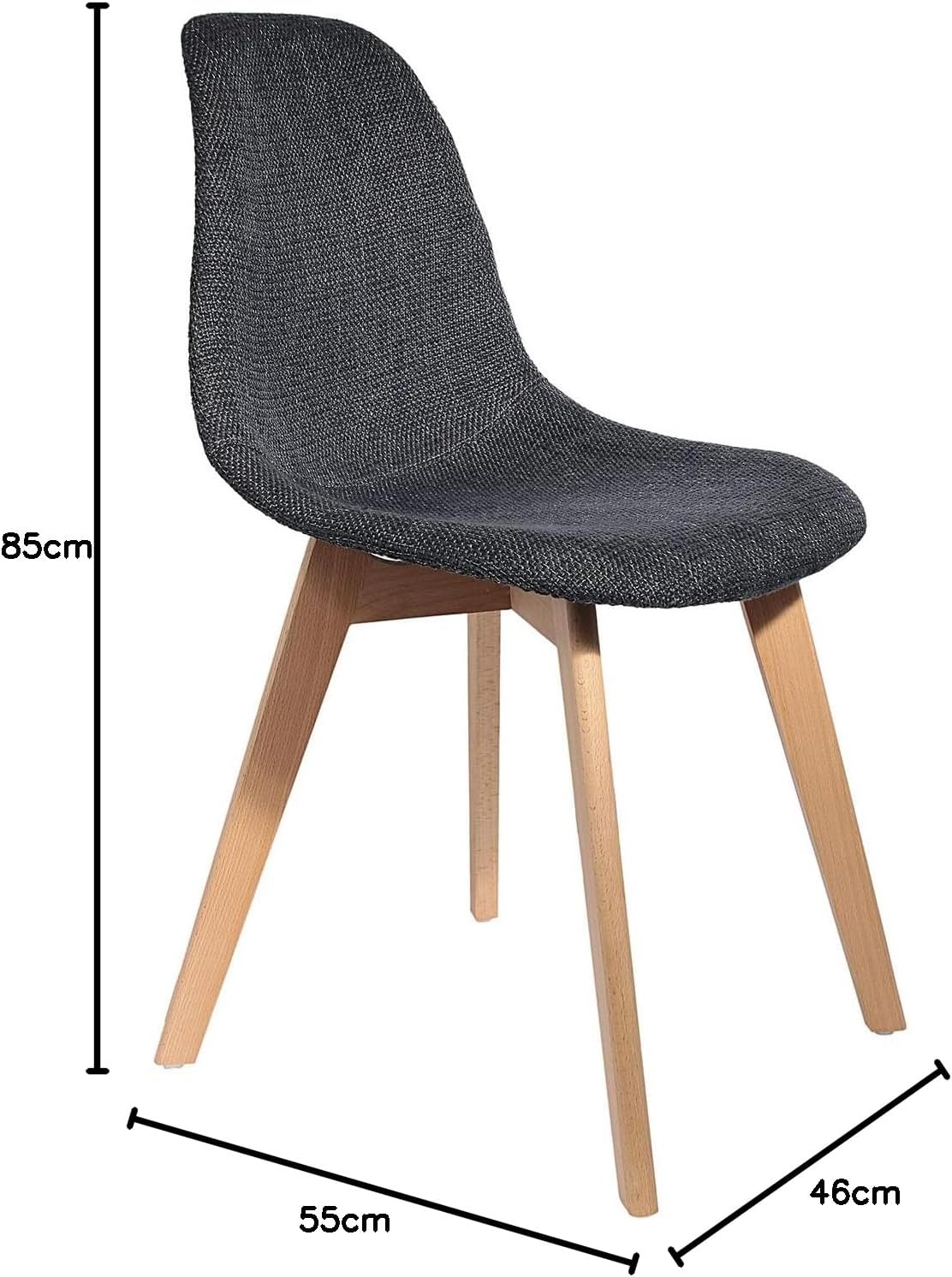 Lot de 2 Chaises Scandinave Grosse Maille Noire