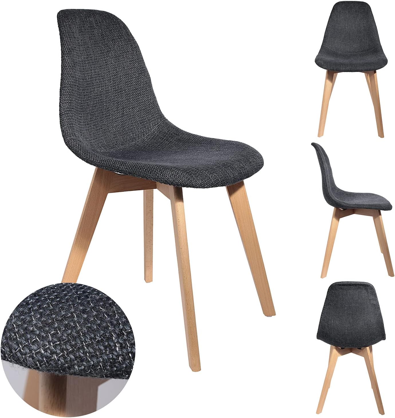 Lot de 2 Chaises Scandinave Grosse Maille Noire