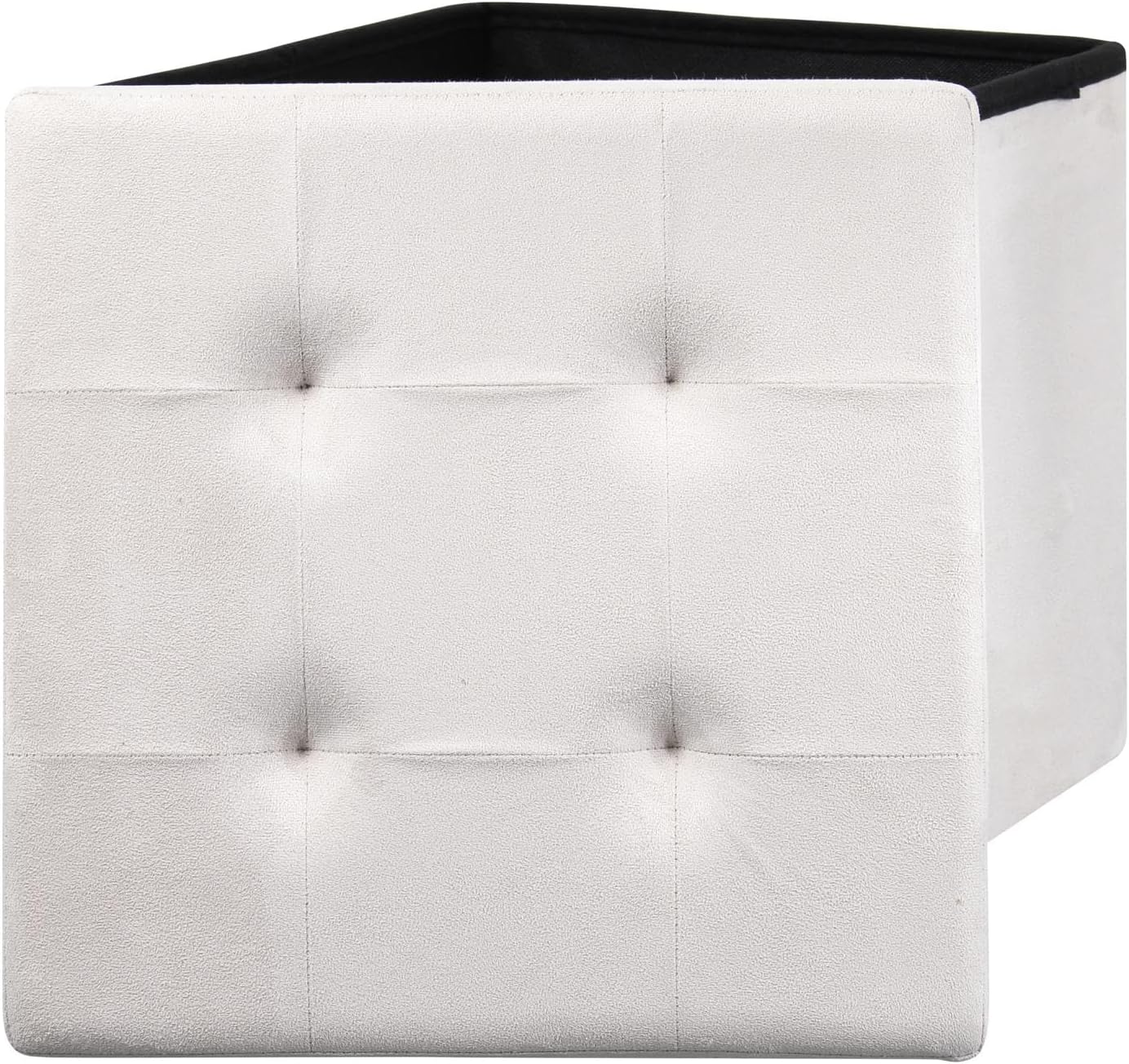 Pouf Coffre de Rangement Pliable Carré Beige H38 x 38 x 38 cm
