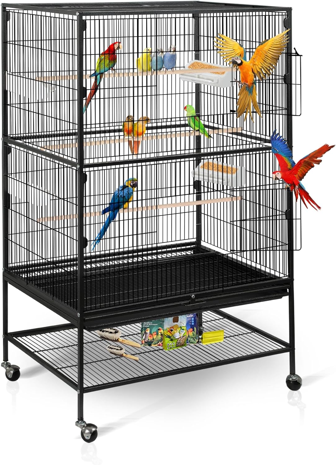 cage à oiseaux debout en fer forgé