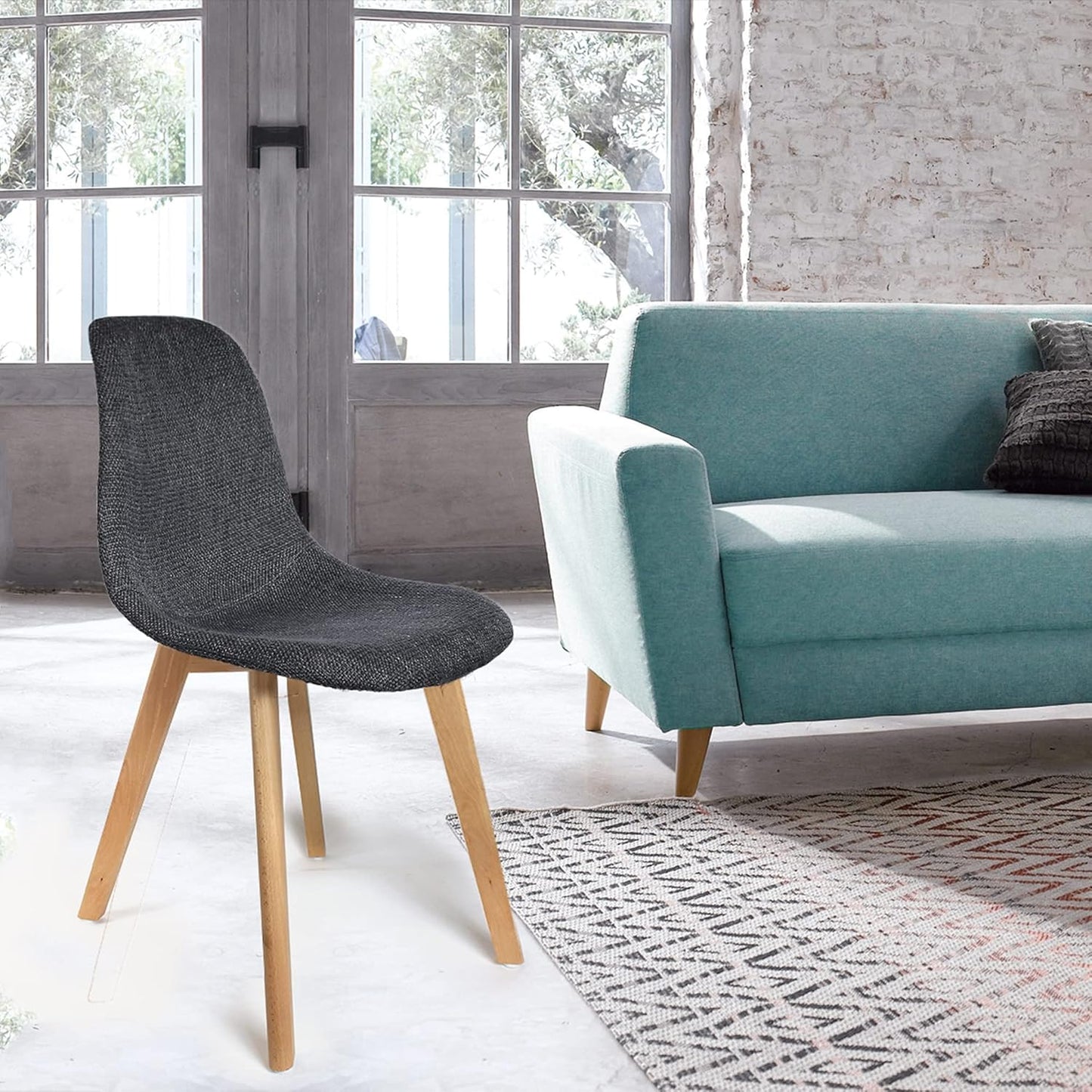 Lot de 2 Chaises Scandinave Grosse Maille Noire