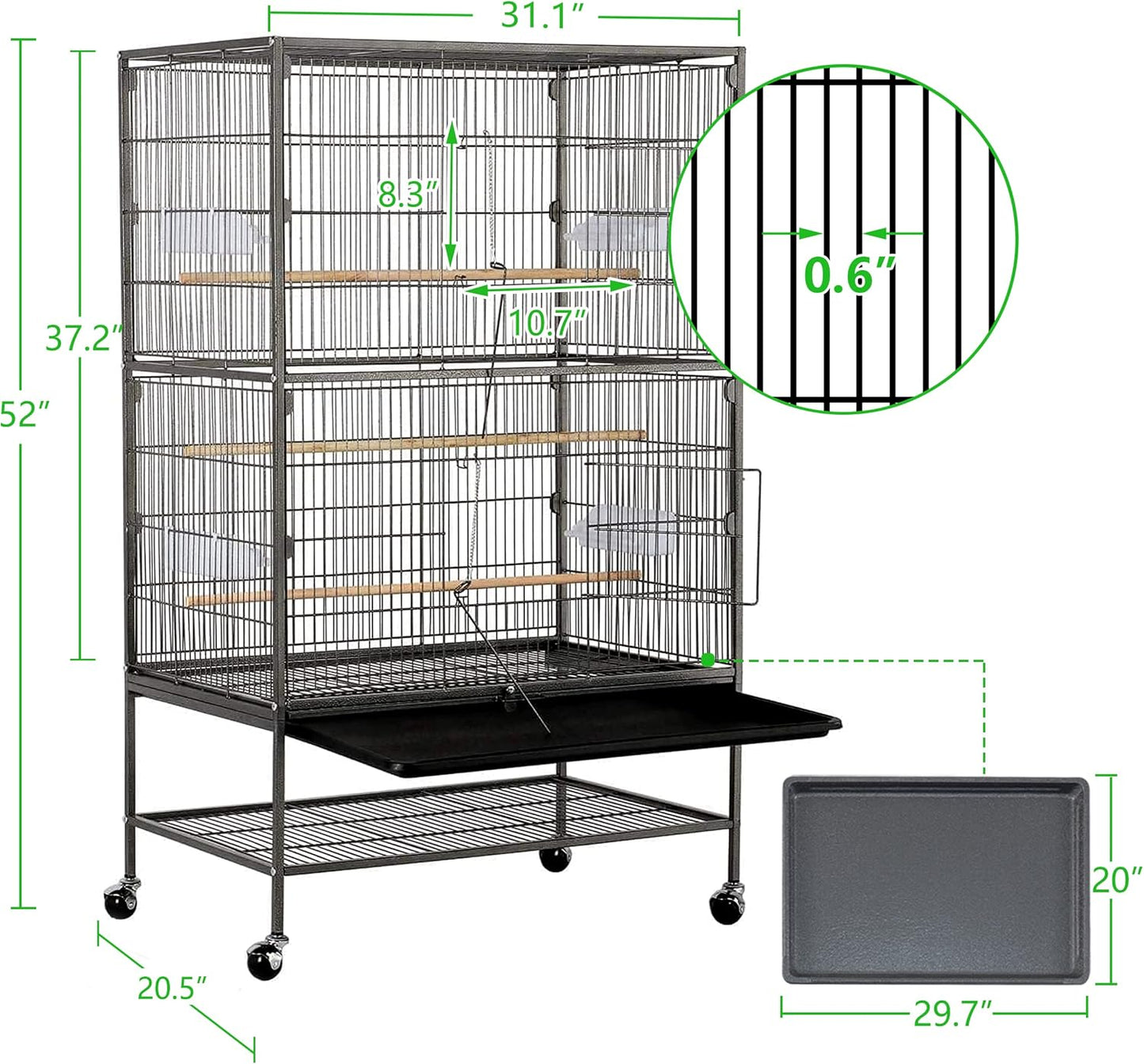 cage à oiseaux debout en fer forgé