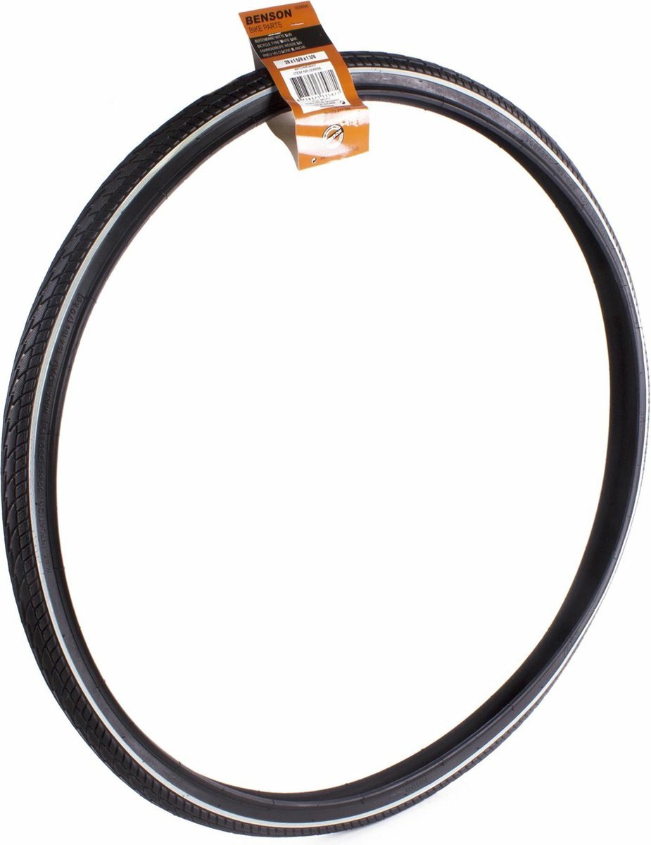 Pneu extérieur Benson Retro - ligne blanche - réflexion - 28 x 1 1/2 - noir