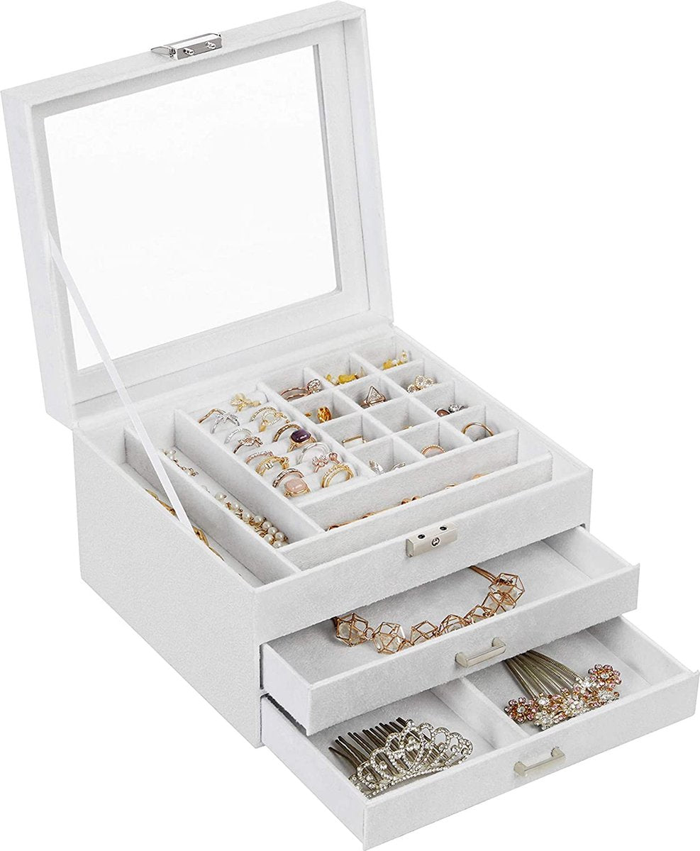 Boîte à bijoux à 3 niveaux velours