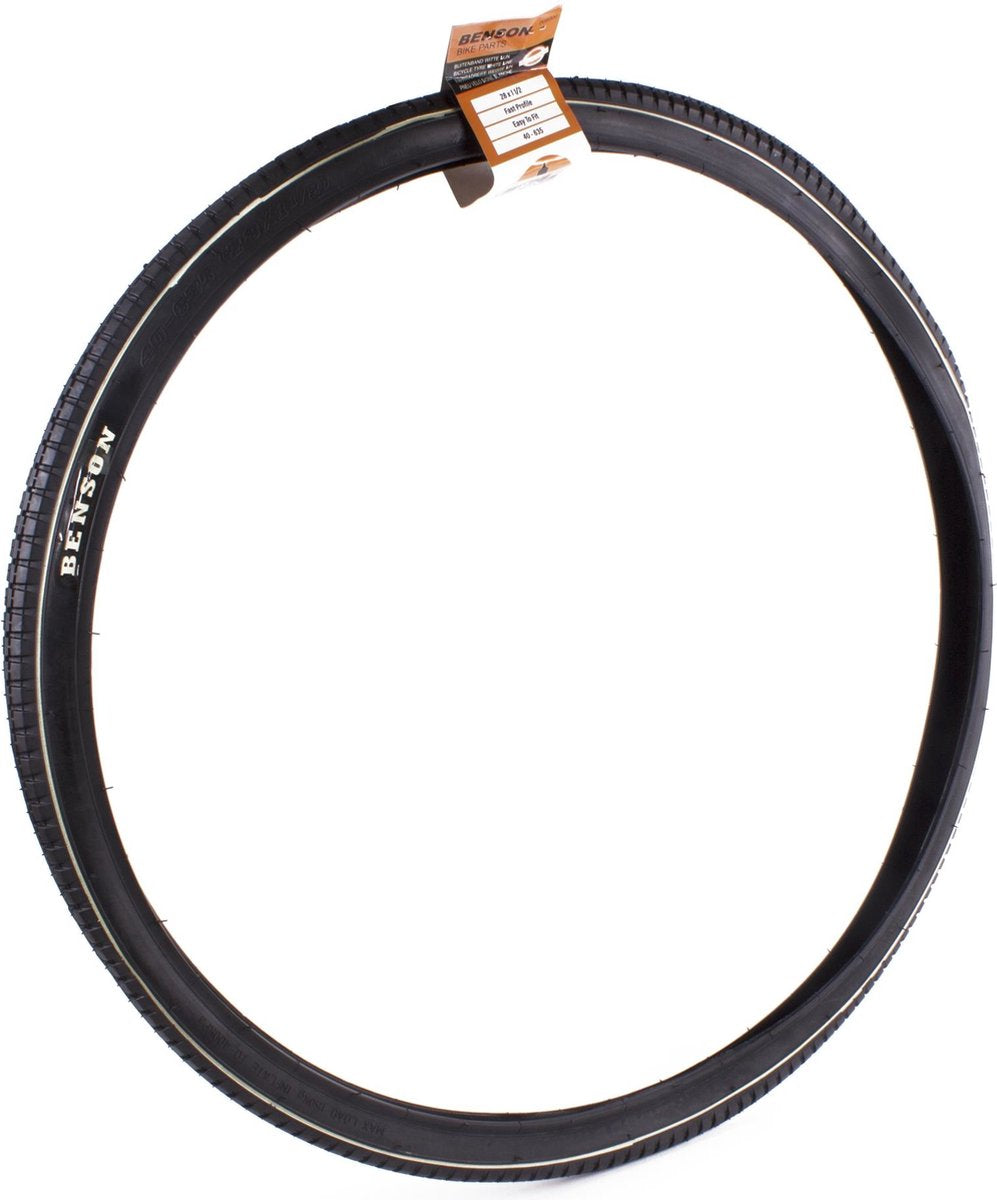 Pneu extérieur Benson Retro - ligne blanche - réflexion - 28 x 1 1/2 - noir