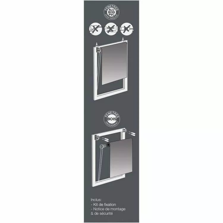 Store Enrouleur Occultant, 60x180cm, Blanc, 100% Polyester, Intérieur