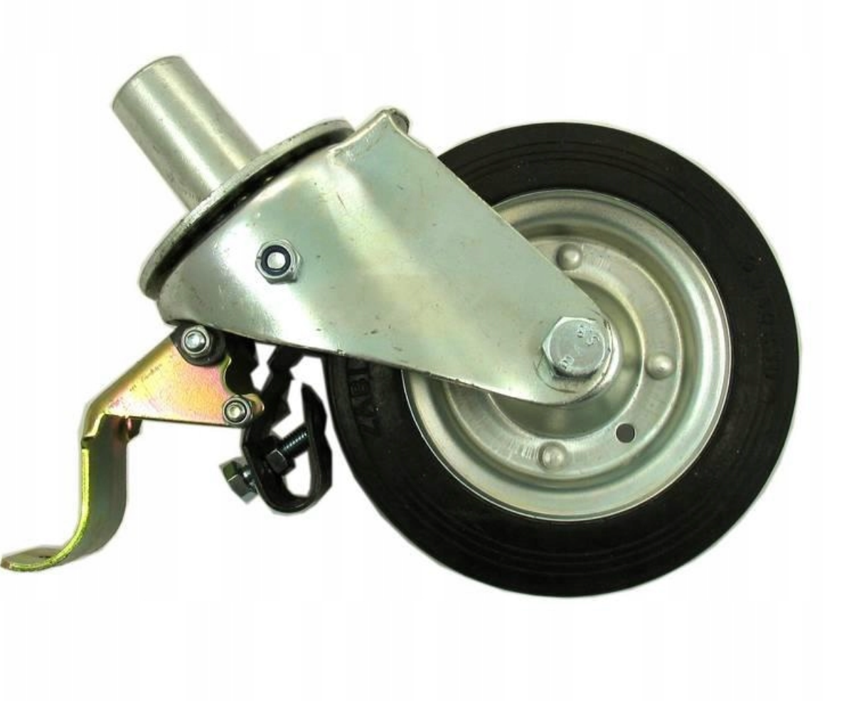 Roue d'échafaudage 180mm caoutchouc métallique, goupille de frein