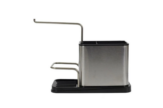 Porte Éponge & Brosse "inox" 22cm Argent & Noir